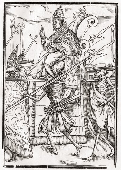 Death comes for the Pope, engraved by Georg Scharffenberg, from 